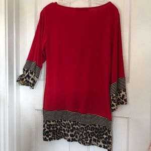 Red with animal print trim tunic